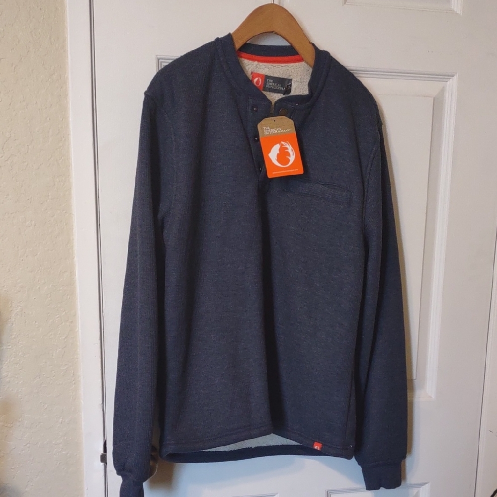 The American outdoorsman Men's Navy Long Sleeve Henley Shirt size small new